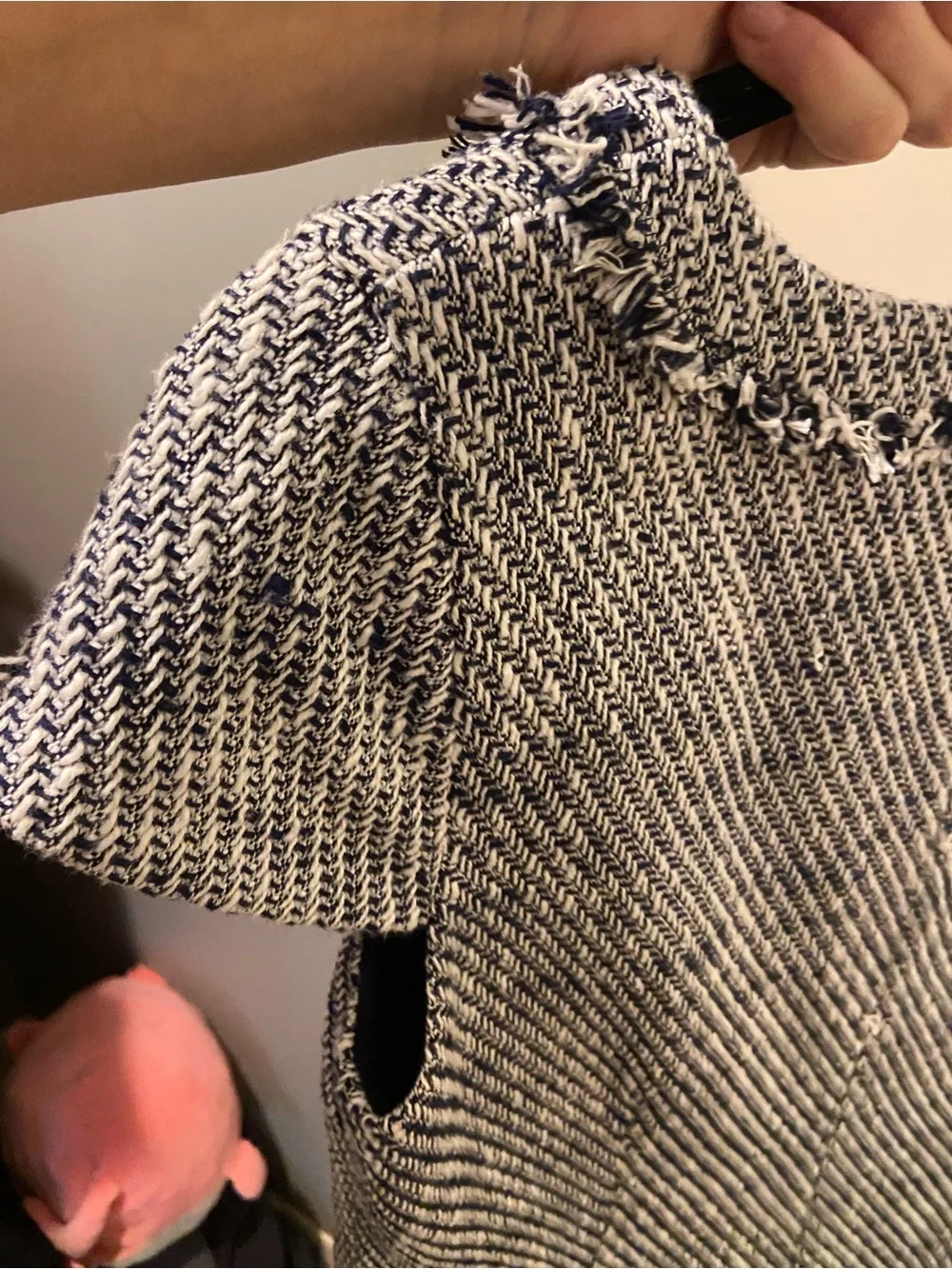 Karl Lagerfeld Navy & White Tweed Shift Dress sz 4 - Picture 6 of 10